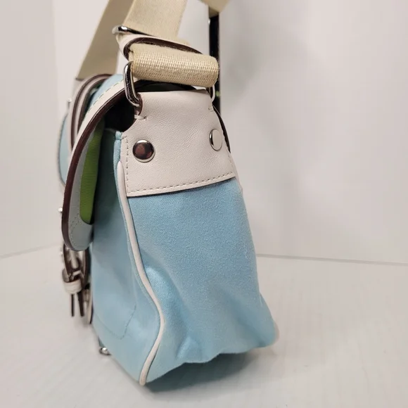 Coach Hampton Blue Soho Twill/Leather Shoulder Bag M0669-P10707 - Picture 4 of 13